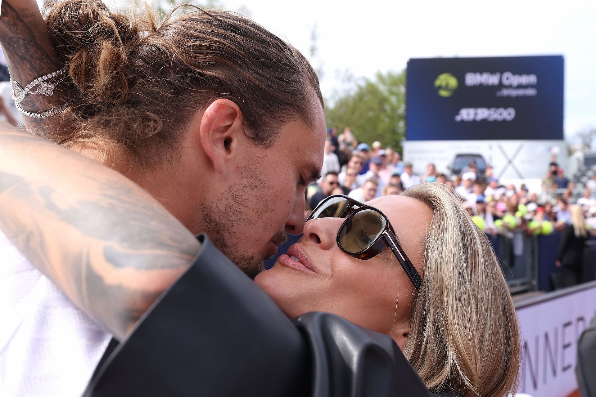 Alexander Zverev and Sophia Thomalla at the BMW Open 2025 - Source: Getty